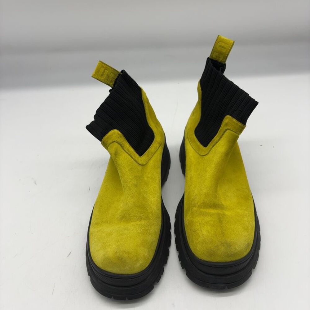 STAUD Suede yellow Chelsea ankle booties